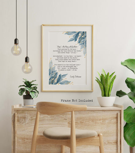 Emily Dickinson - Hope is the thing with feathers... Full Poem Wall decor Emily Dickinson poem