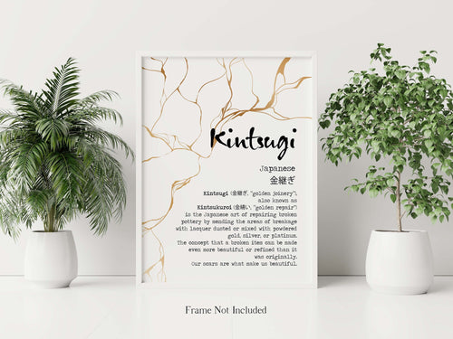 Kintsugi print - Japandi Decor - Kintsukuroi Definition Poster - Japanese Definition print