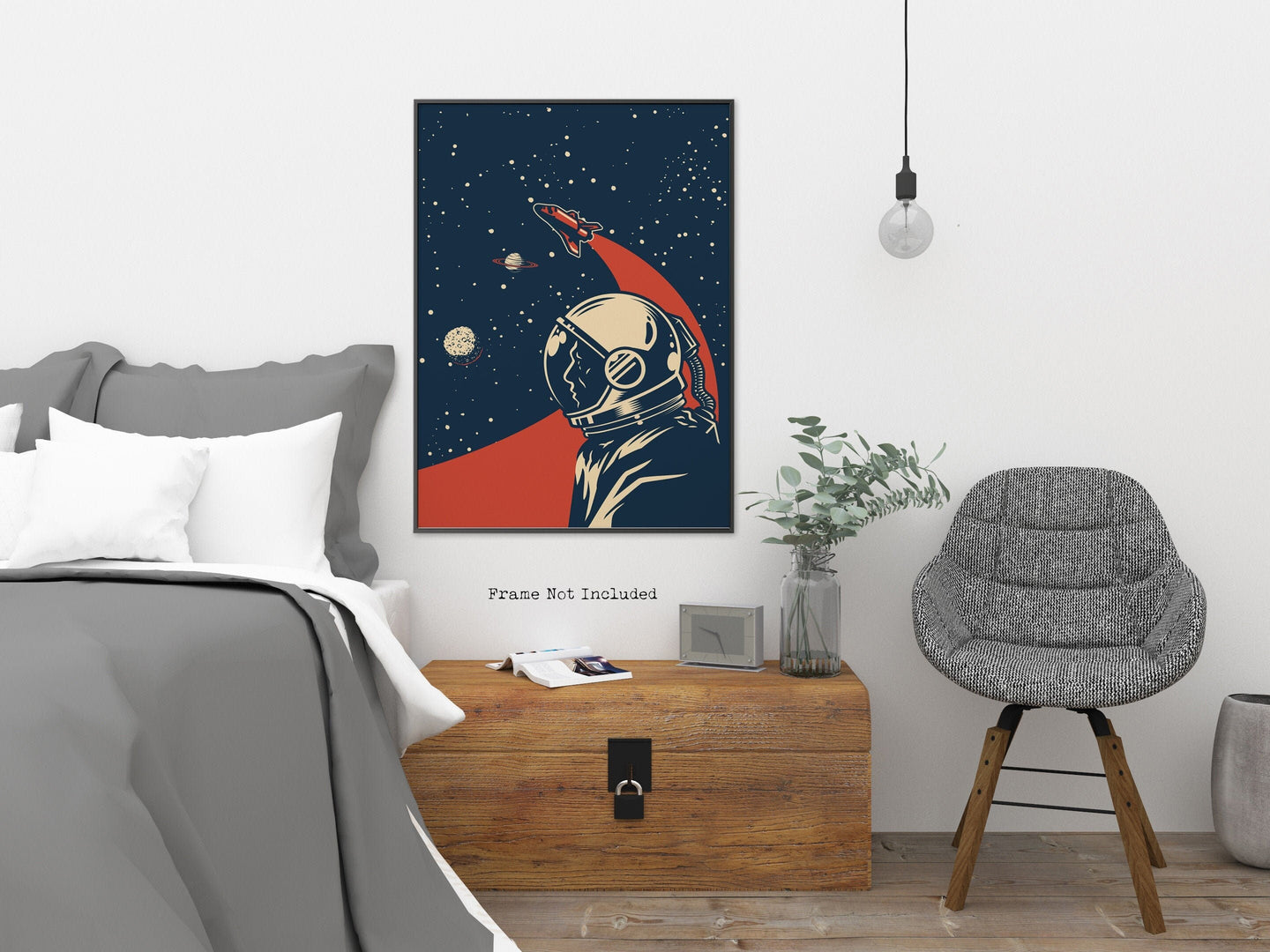 Vintage Space Travel illustration - Astronaut - Space decor Spaceman