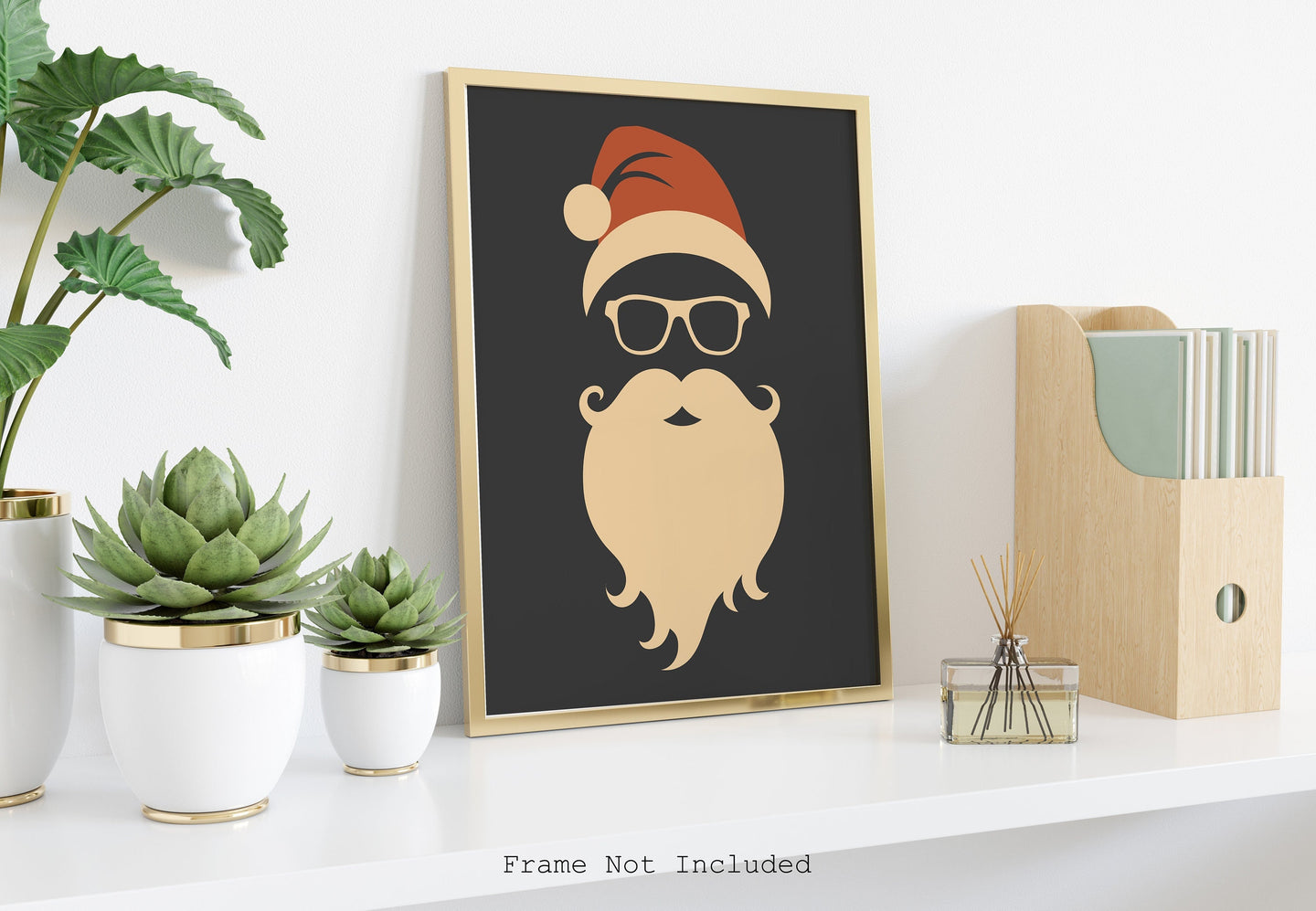 Modern Santa Wall Art, Christmas Decor, Hipster Santa Claus Art print