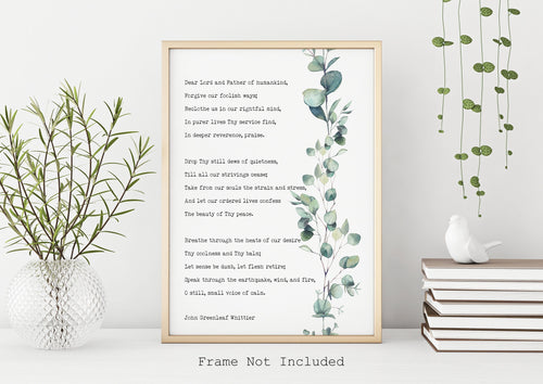 Prayer for Peace and Calm - John Greenleaf Whittier Prayer Poem - Physical Print Without Frame