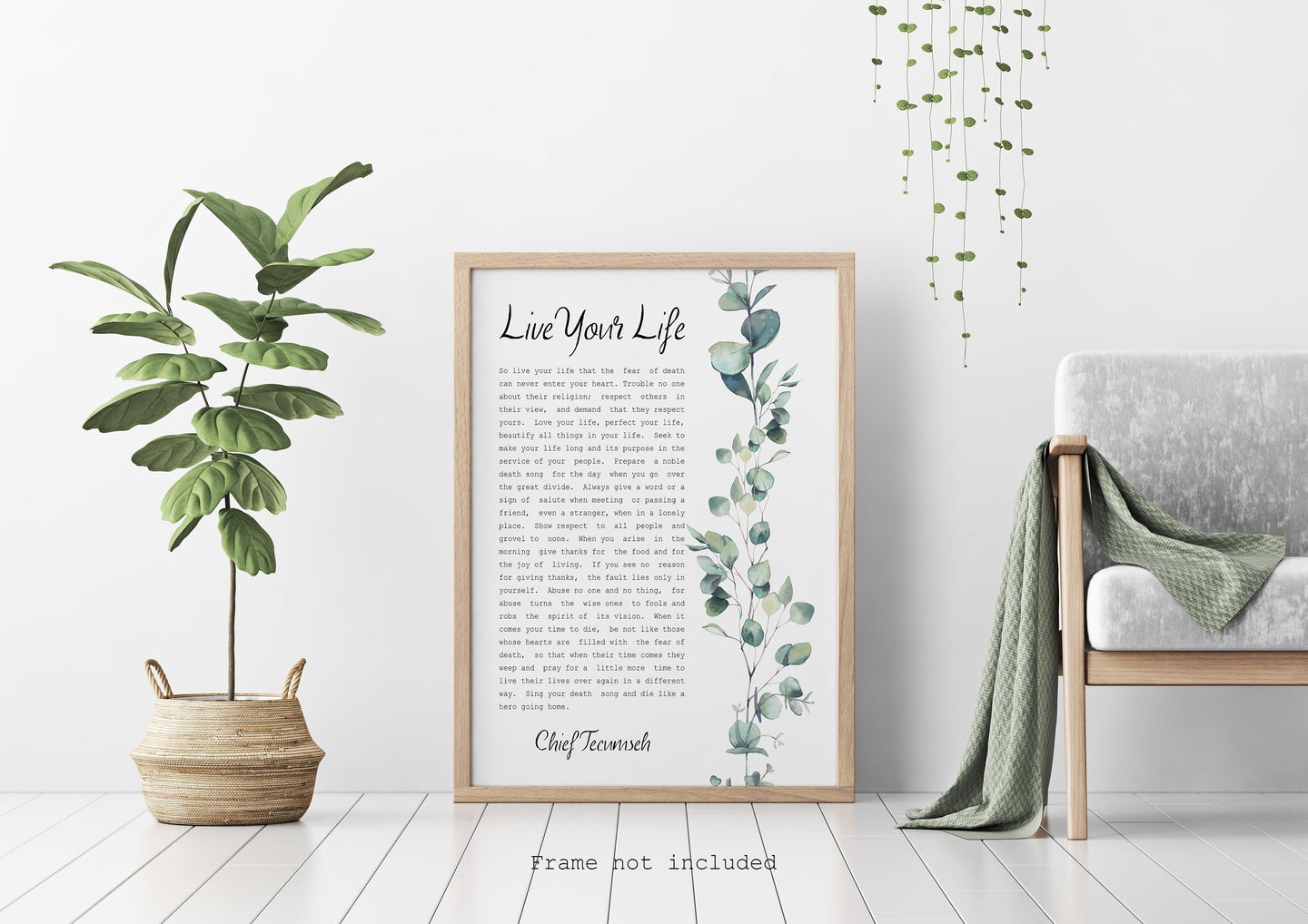 Live Your Life by Chief Tecumseh Native American Poetry Poster Print, Physical Print Without Frame