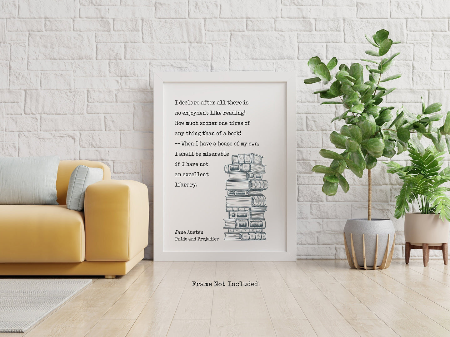 Jane Austen Reading Quote from Pride and Prejudice - I declare after all there is no enjoyment like reading! - Reading Nook Decor