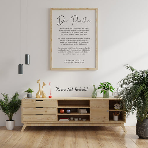 Der Panther - Gedicht Rainer Maria Rilke - German Poem Art Print - UNFRAMED - Rilke Gedicht Deutsch