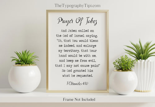 Prayer Of Jabez - 1 Chronicles 4:10 - 1 Chronicles 4 verse 10 prayer print - UNFRAMED