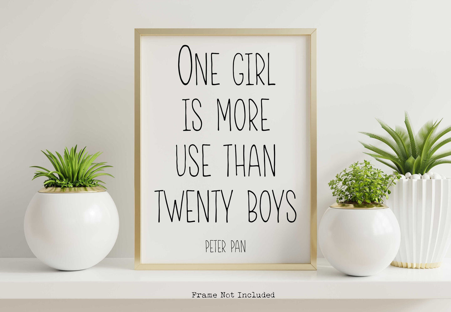 Peter Pan Quote - One girl is more use than twenty boys - Unframed book Print for baby girl nursery wall art