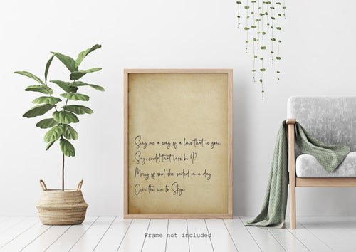 Skye Boat Song - Sing me a song of a lass that is gone Romantic Art Print bedroom decor Unframed lyrics print UNFRAMED