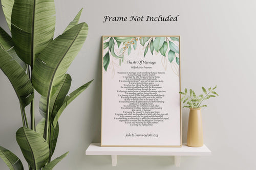The Art Of Marriage Personalized Wedding Poem Wedding Poetry wall art - Ceremony reading - Framed & Unframed Options