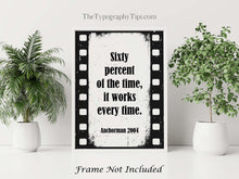 Load image into Gallery viewer, Anchorman Movie Quote 60% of the time, it works every time - Brian Fantana Anchorman Poster Print Framed &amp; Unframed Options
